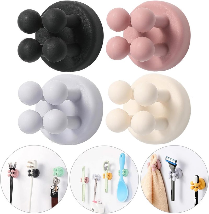 Zezhou iBetterLife Good Grips Razor Holder - 4Pcs Silicone Toothbrush Holders for Shower Wall Mounted Self Adhesive Cute Dorm Room Bathroom Kitchen Organizer Storage Hook for Hanging Loofah Towel Tooth Brush - Image 1